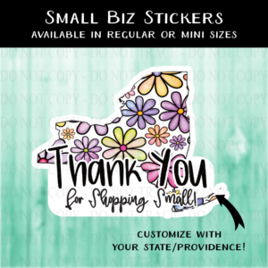 Floral State Thank You Sticker - MINI OR REGULAR SIZE