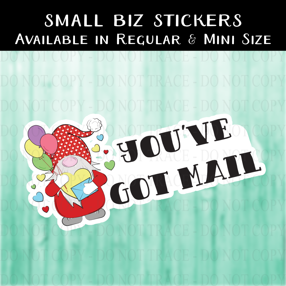 You've Got Mail Valentine's Gnome Sticker - MINI OR REGULAR SIZE