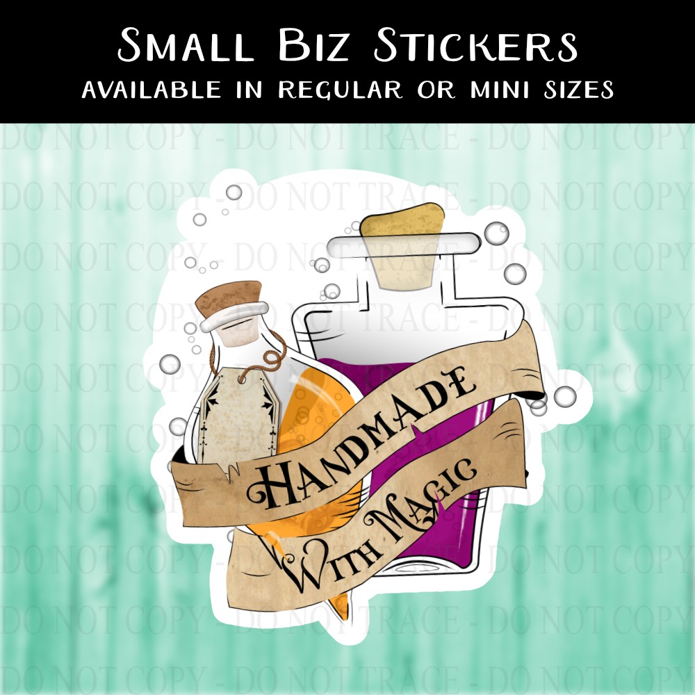 Handmade With Magic Potion Sticker - MINI OR REGULAR SIZE