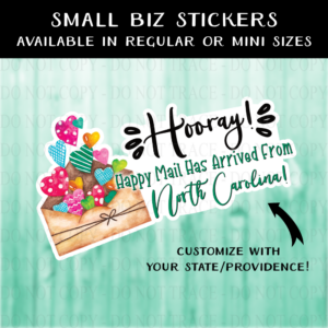 Happy Mail From Your State Heart Envelope Sticker - MINI OR REGULAR SIZE