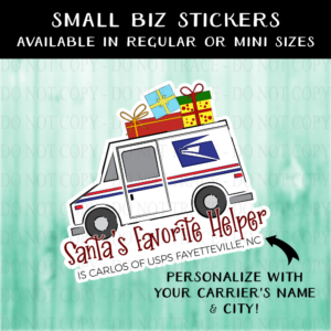 Santa's Favorite Helper USPS Personalized Sticker - MINI OR REGULAR SIZE