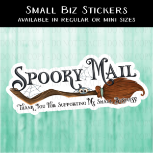 Spooky Mail Thank You Witches Broom Sticker - MINI OR REGULAR SIZE