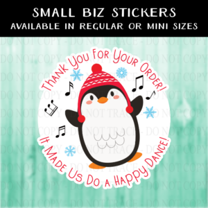 Thank You Dancing Penguin Sticker - MINI OR REGULAR SIZE