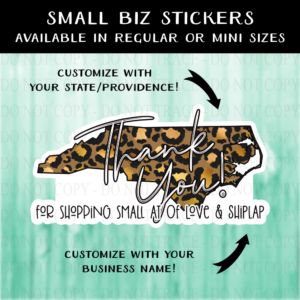 Personalized Cheetah State Thank You Stickers - MINI OR REGULAR SIZE