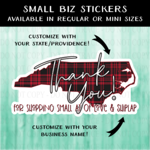 Personalized Buffalo Plaid State Thank You Stickers - MINI OR REGULAR SIZE