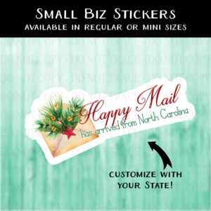 Winter Happy Mail State Sticker - MINI OR REGULAR SIZE