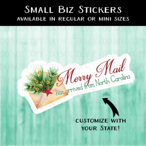 Winter Merry Mail State Sticker - MINI OR REGULAR SIZE
